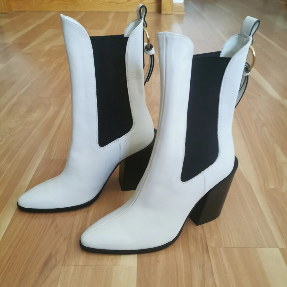 Frame White Real leather Chelsea Boot Mid Calf (Size: US 6.5/ EU 37) - Picture 1 of 3